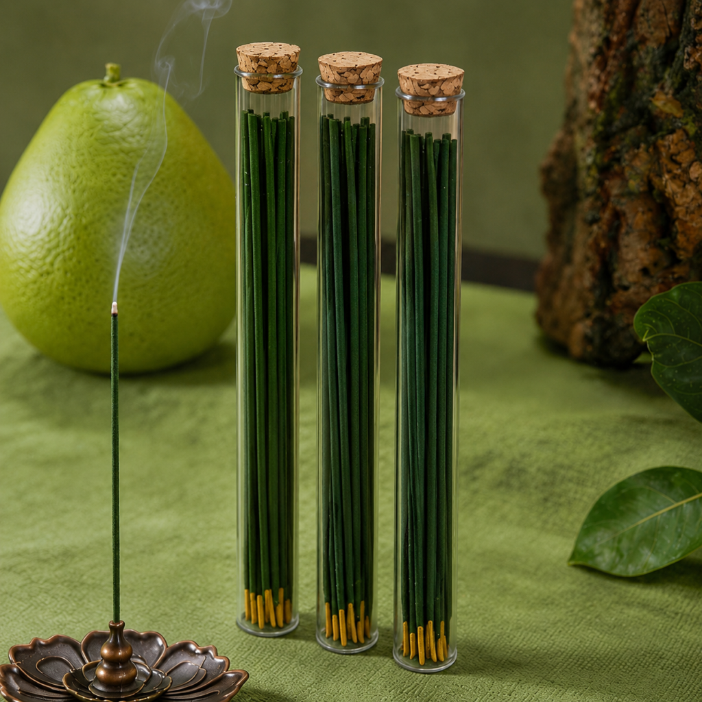 Yuzu Leaf Incense Sticks detail image - Chinese incense by Serene Orient