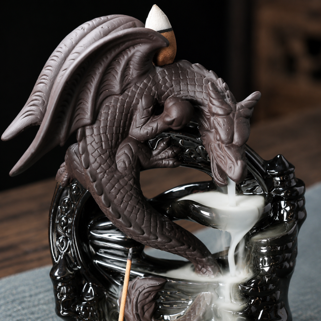 Pterosaur Waterfall Backflow Censer detail image - incense burner by Serene Orient