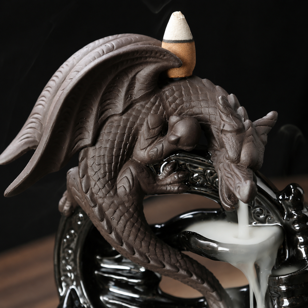 Pterosaur Waterfall Backflow Censer detail image - incense burner by Serene Orient