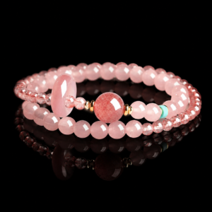 Strawberry Quartz Double Wrap Bracelet