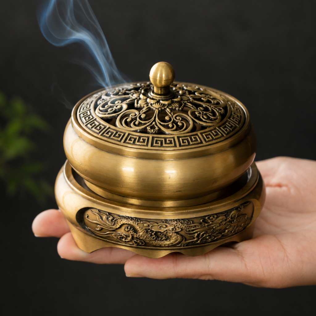 Layered Lotus Incense Burner detail image - incense burner by Serene Orient