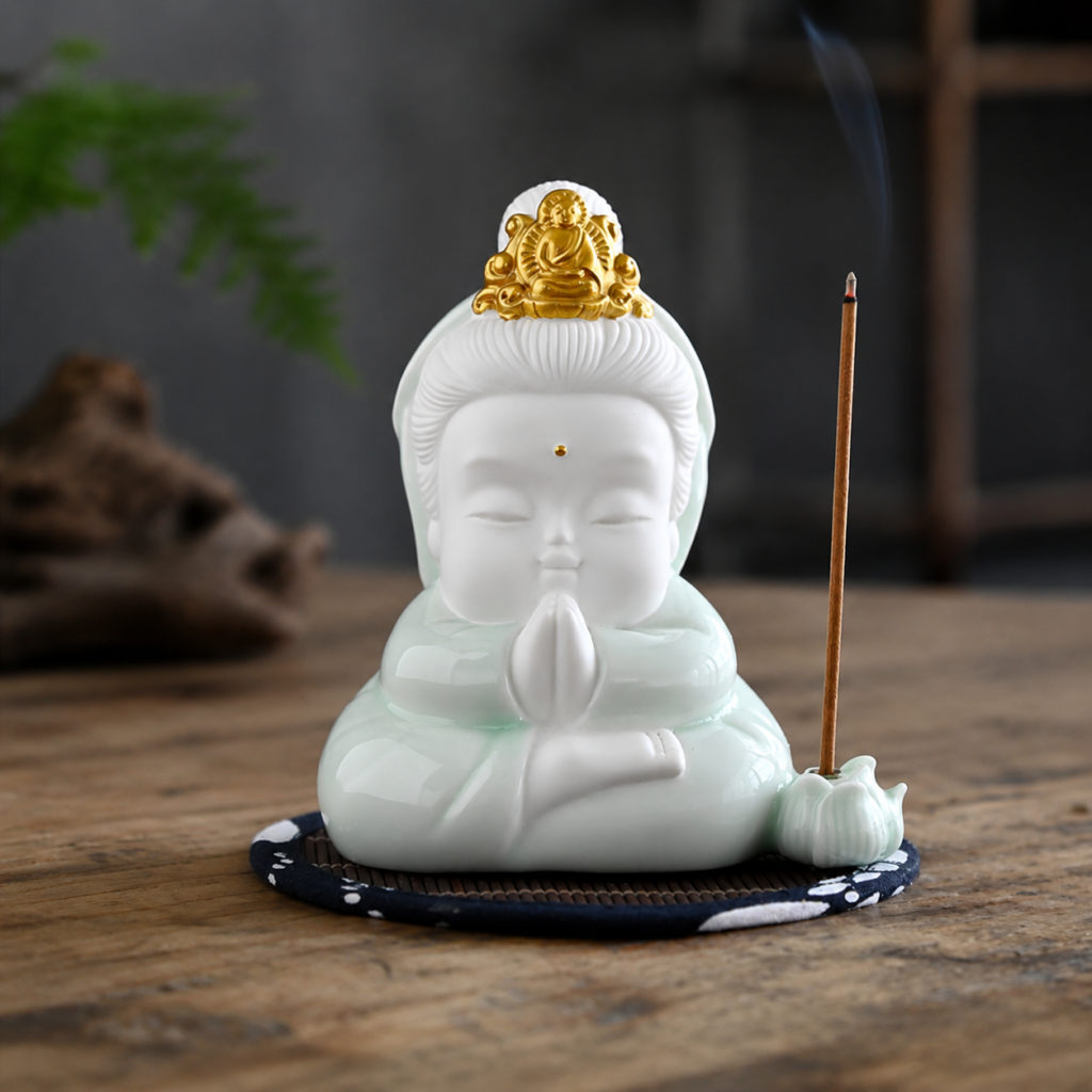 Guanyin Incense Holder detail image - incense burner by Serene Orient