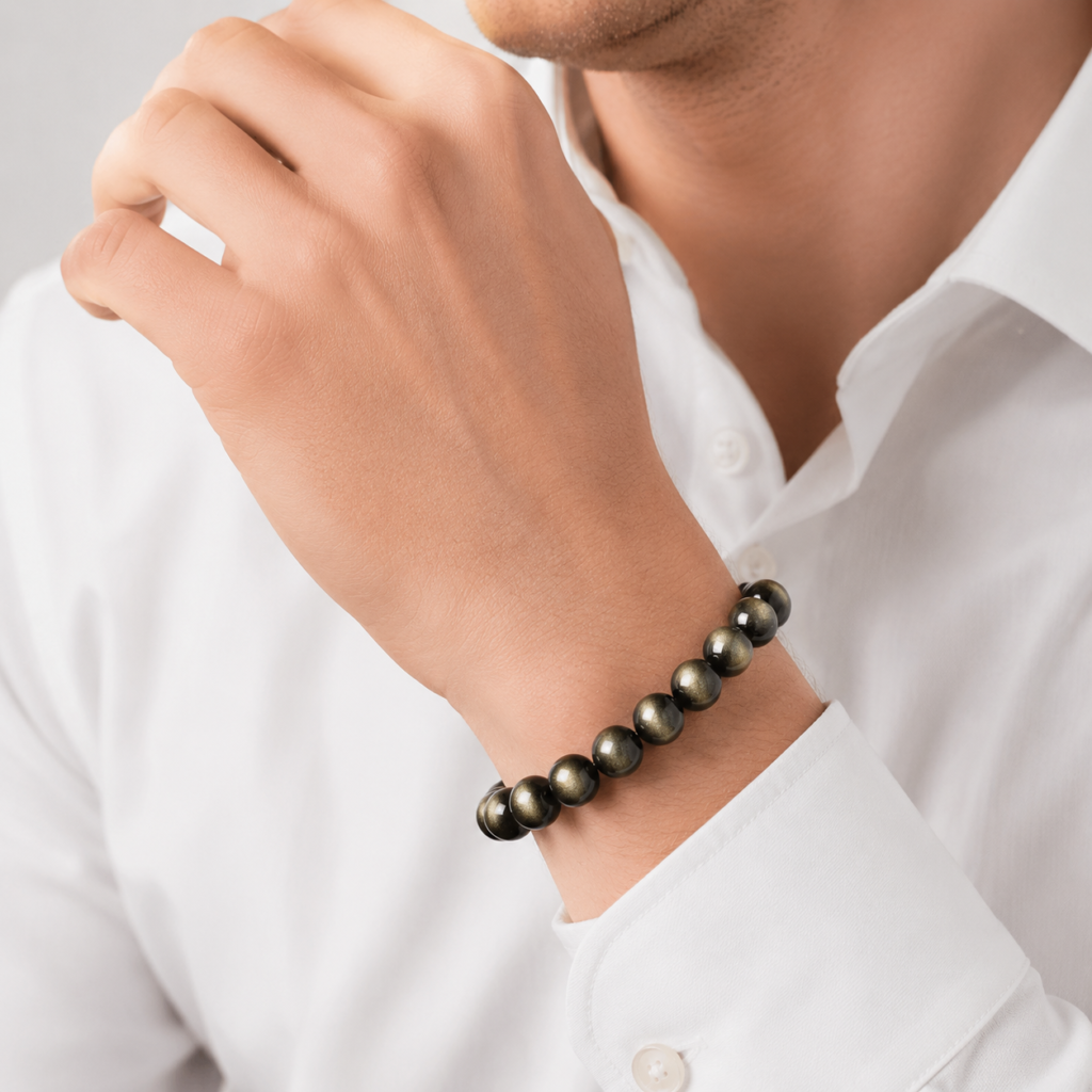 Golden Obsidian Bracelet detail image - Five Elements jewelry by Serene Orient