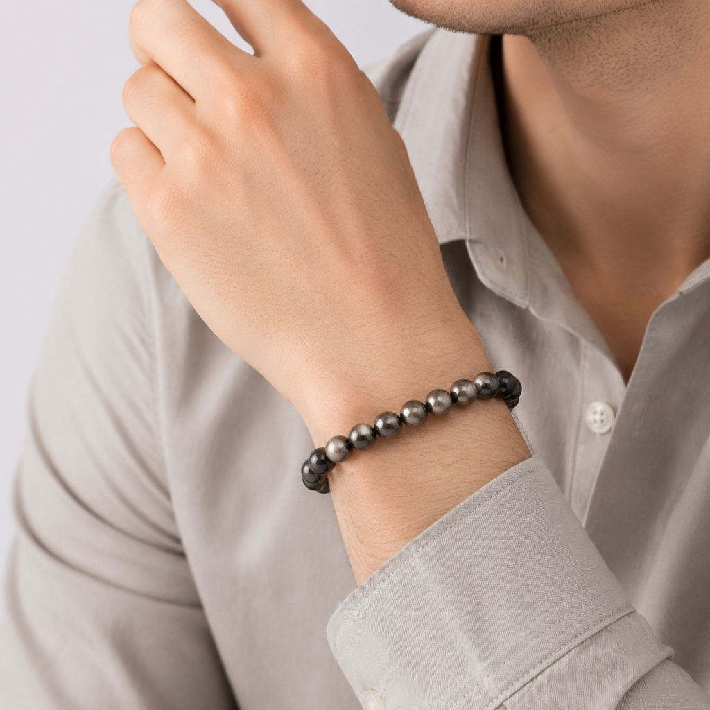 Silver Obsidian Bracelet detail image - Five Elements jewelry by Serene Orient