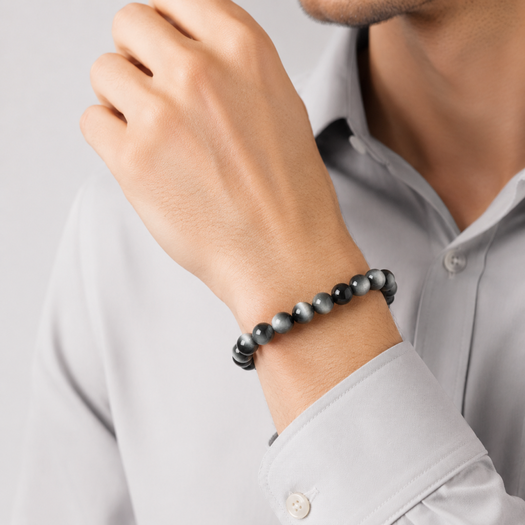 Hawk Eye Bracelet detail image - Five Elements jewelry by Serene Orient