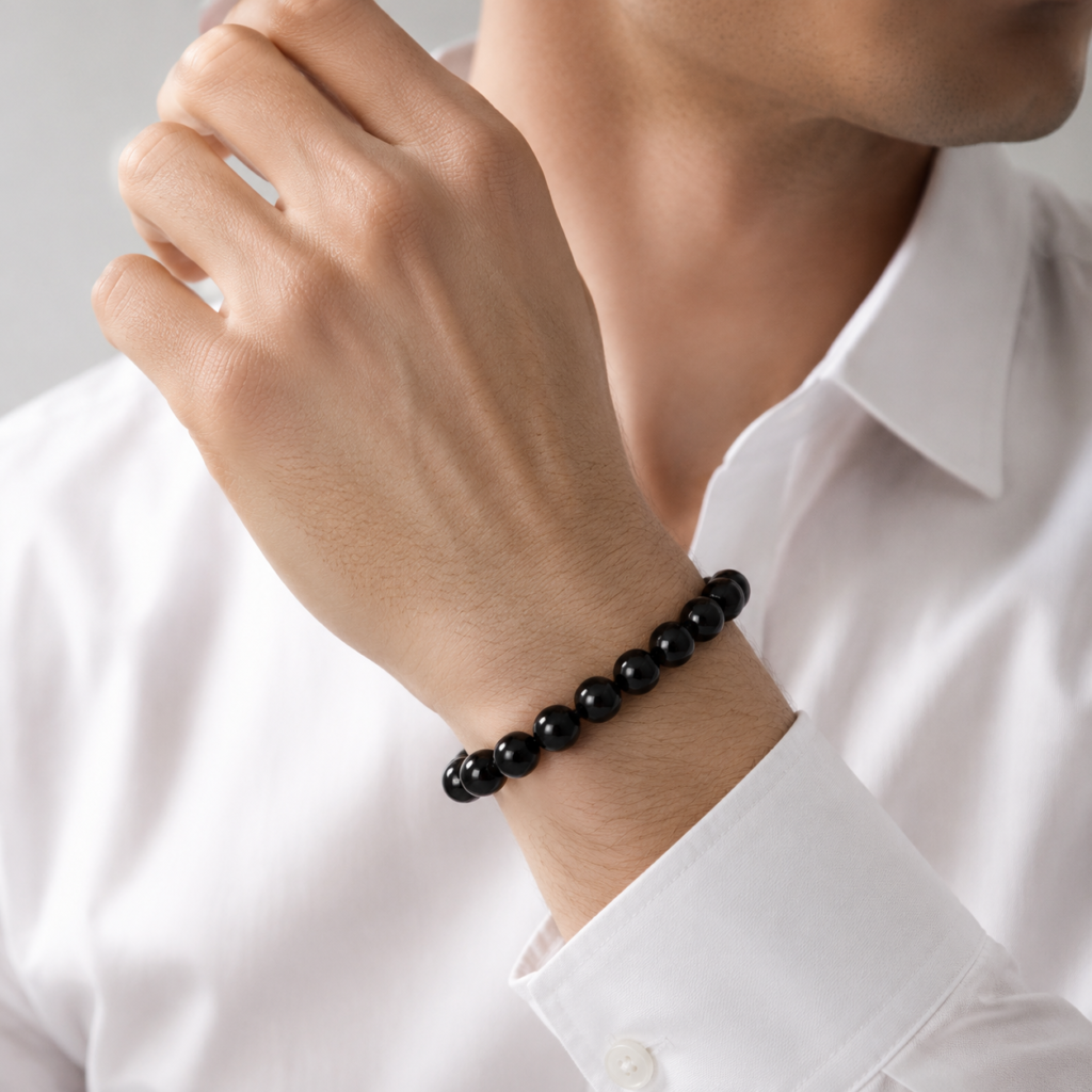 Black Obsidian Bracelet detail image - Five Elements jewelry by Serene Orient