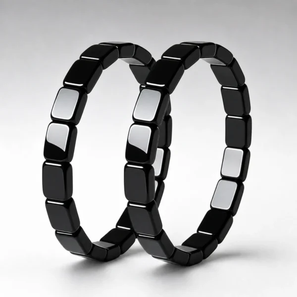 Black Gold Stone Stretch Bracelet