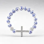 Blue and White Ceramic Cross Bracelet main image