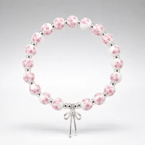 Pink Ceramic Bow Bracelet