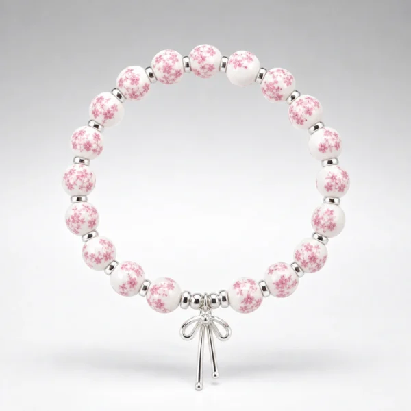 Pink Ceramic Bow Bracelet