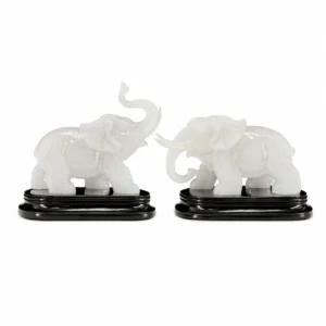 White Jade Elephant Figurine (Pair)
