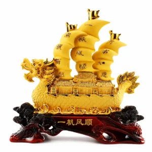 Golden Dragon Ship Prosperity Ornament